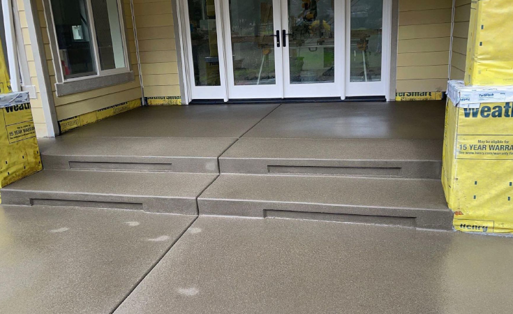 Concrete stairs curing after pour